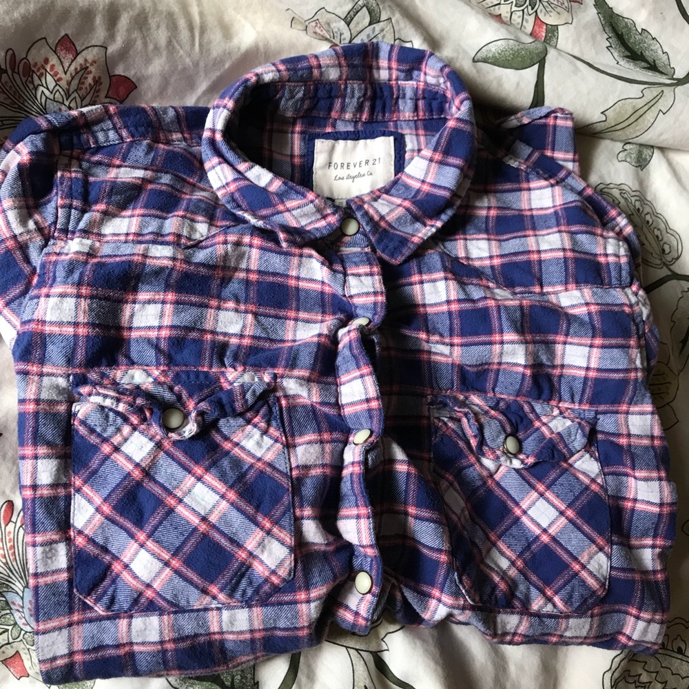 Forever 21 Blue, Pink and White Flannel